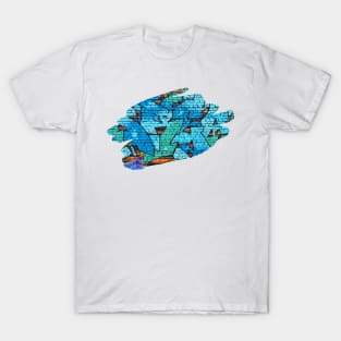 Graffiti Splash Art Print Blue T-Shirt